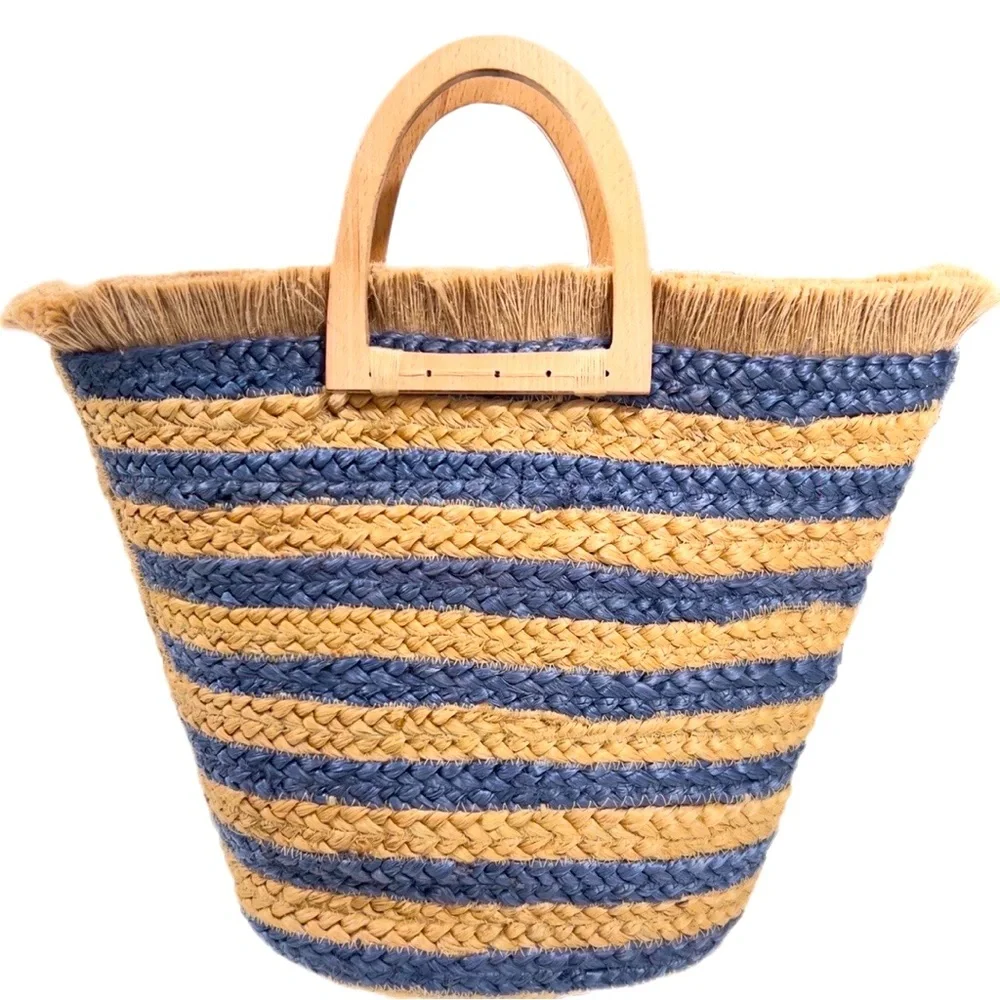 🆕 NWT Antik Kraft Striped Jute Tote